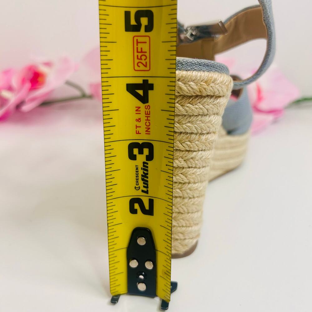 Michael Kors Berkley Espadrille Wedge Sandals 8.5M Blue Linen Zip Platform - Picture 10 of 17